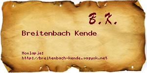 Breitenbach Kende névjegykártya